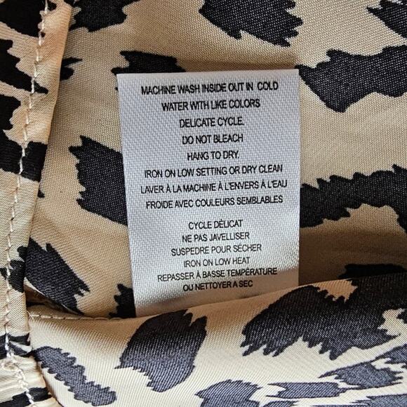 HAVER London Leopard Print Ruffle Satin‎ Pullover Blouse Women Size SP Tan Black - Picture 4 of 4